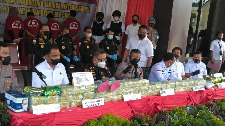 Polda Lampung Ungkap 53,6kg Narkotika Jaringan Internasional